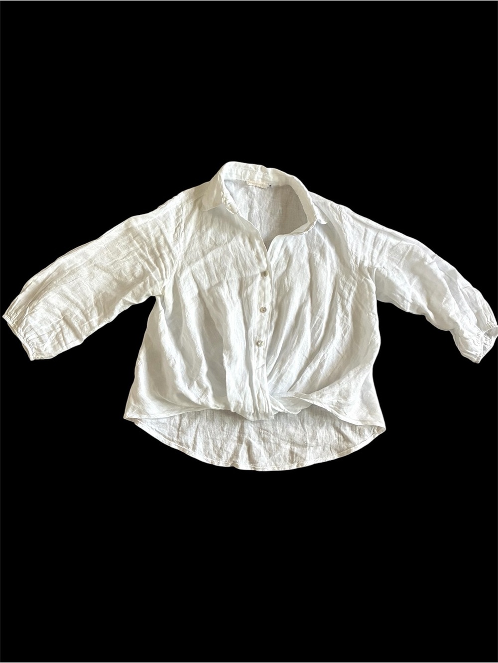 Milio Milano Linen Button Shirt Italy White Cottage Coastal M
